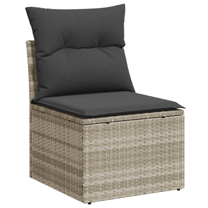 Set Divano da Giardino 9pz con Cuscini Grigio Chiaro Polyrattan | homemem39