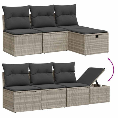 Set Divano da Giardino 9pz con Cuscini Grigio Chiaro Polyrattan | homemem39
