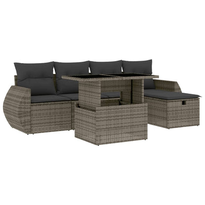 Set Divano da Giardino 6 pz con Cuscini Grigio in Polyrattan | homemem39