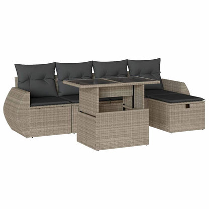 Set Divano da Giardino 6pz con Cuscini Grigio Chiaro Polyrattan | homemem39