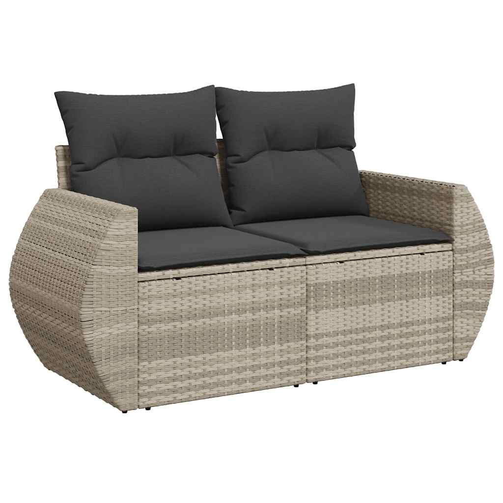 Set Divano da Giardino 6pz con Cuscini Grigio Chiaro Polyrattan | homemem39