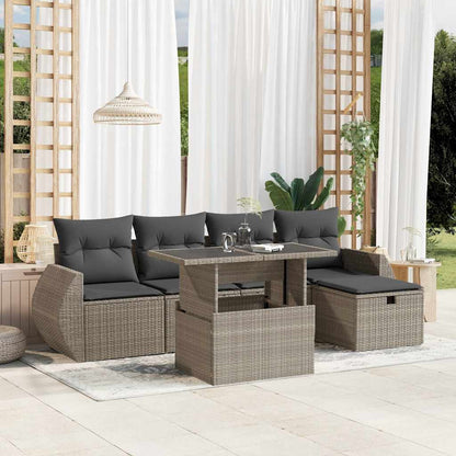 Set Divano da Giardino 6pz con Cuscini Grigio Chiaro Polyrattan | homemem39