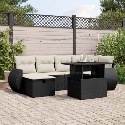Set Divani da Giardino con Cuscini 7pz Nero Polyrattan - homemem39