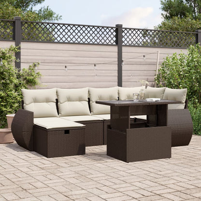Set Divani da Giardino 7 pz con Cuscini Marrone in Polyrattan - homemem39