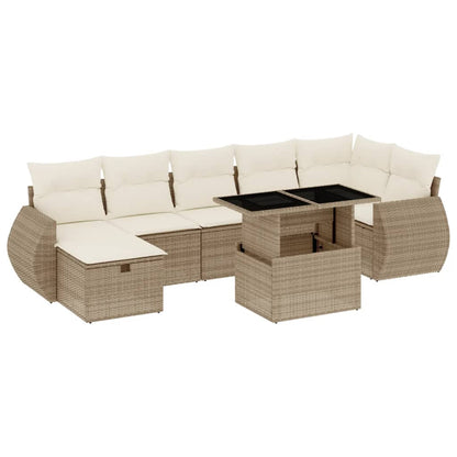 Set Divano da Giardino 8 pz con Cuscini Beige in Polyrattan | homemem39