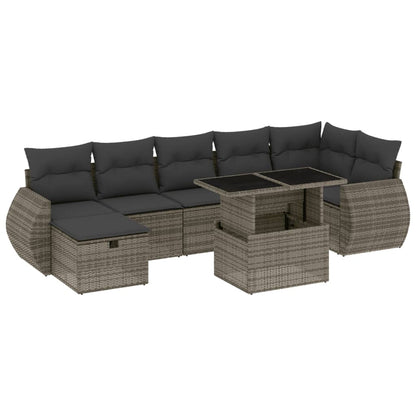 Set Divano da Giardino 8 pz con Cuscini Grigio in Polyrattan | homemem39