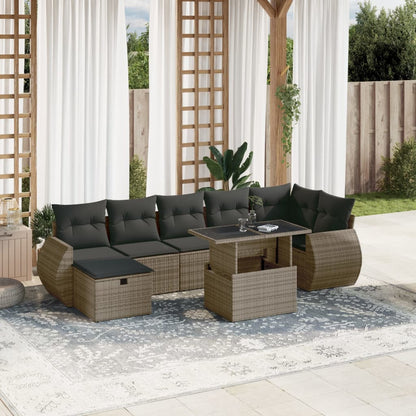 Set Divano da Giardino 8 pz con Cuscini Grigio in Polyrattan | homemem39