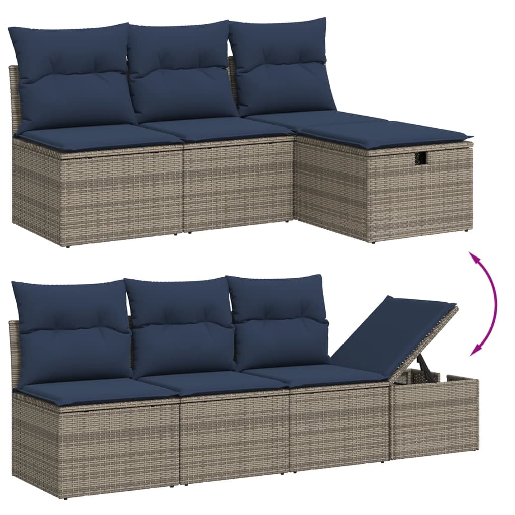 Set Divani da Giardino 8 pz con Cuscini Grigio in Polyrattan | homemem39