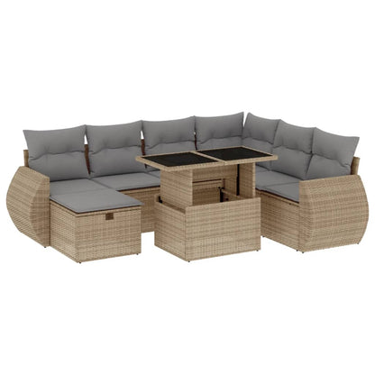 Set Divano da Giardino 8 pz con Cuscini Beige in Polyrattan - homemem39