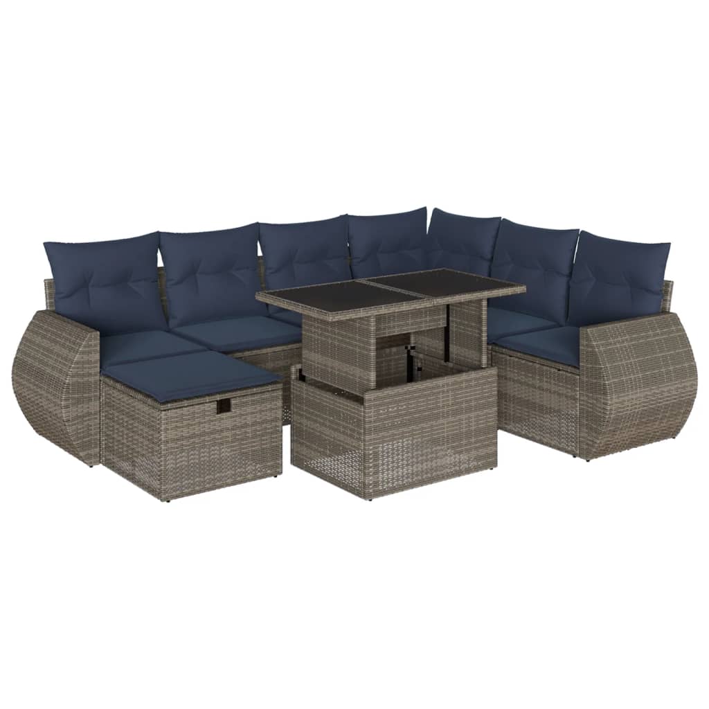 Set Divani da Giardino 8 pz con Cuscini Grigio in Polyrattan | homemem39