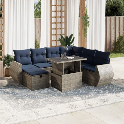 Set Divani da Giardino 8 pz con Cuscini Grigio in Polyrattan | homemem39