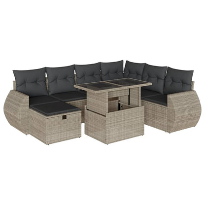 Set Divano da Giardino 8pz con Cuscini Grigio Chiaro Polyrattan - homemem39