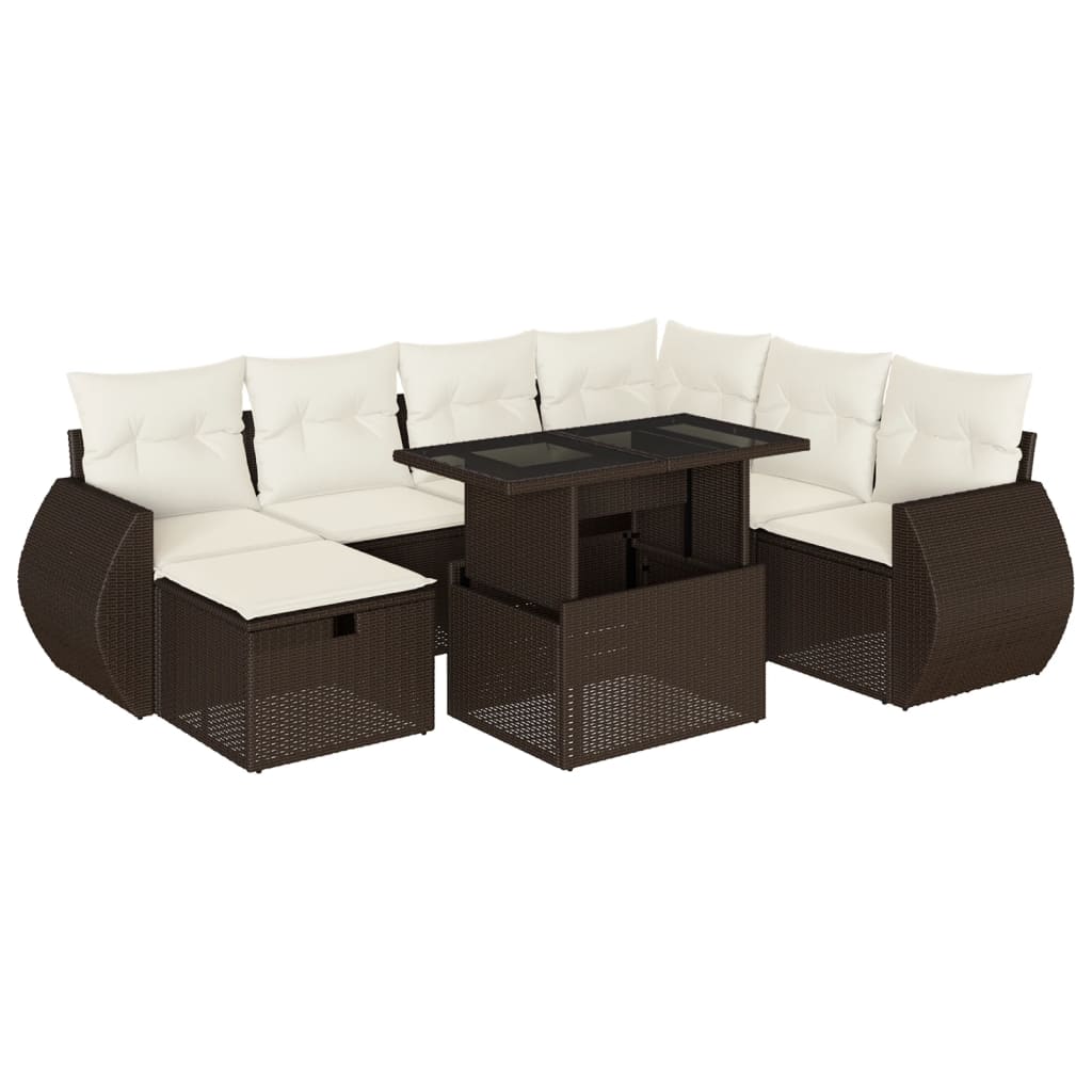 Set Divani da Giardino 8 pz con Cuscini Marrone in Polyrattan - homemem39