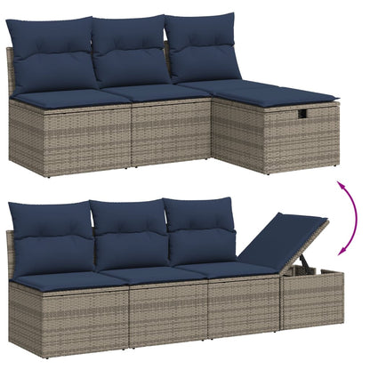 Set Divani da Giardino 9 pz con Cuscini Grigio in Polyrattan | homemem39