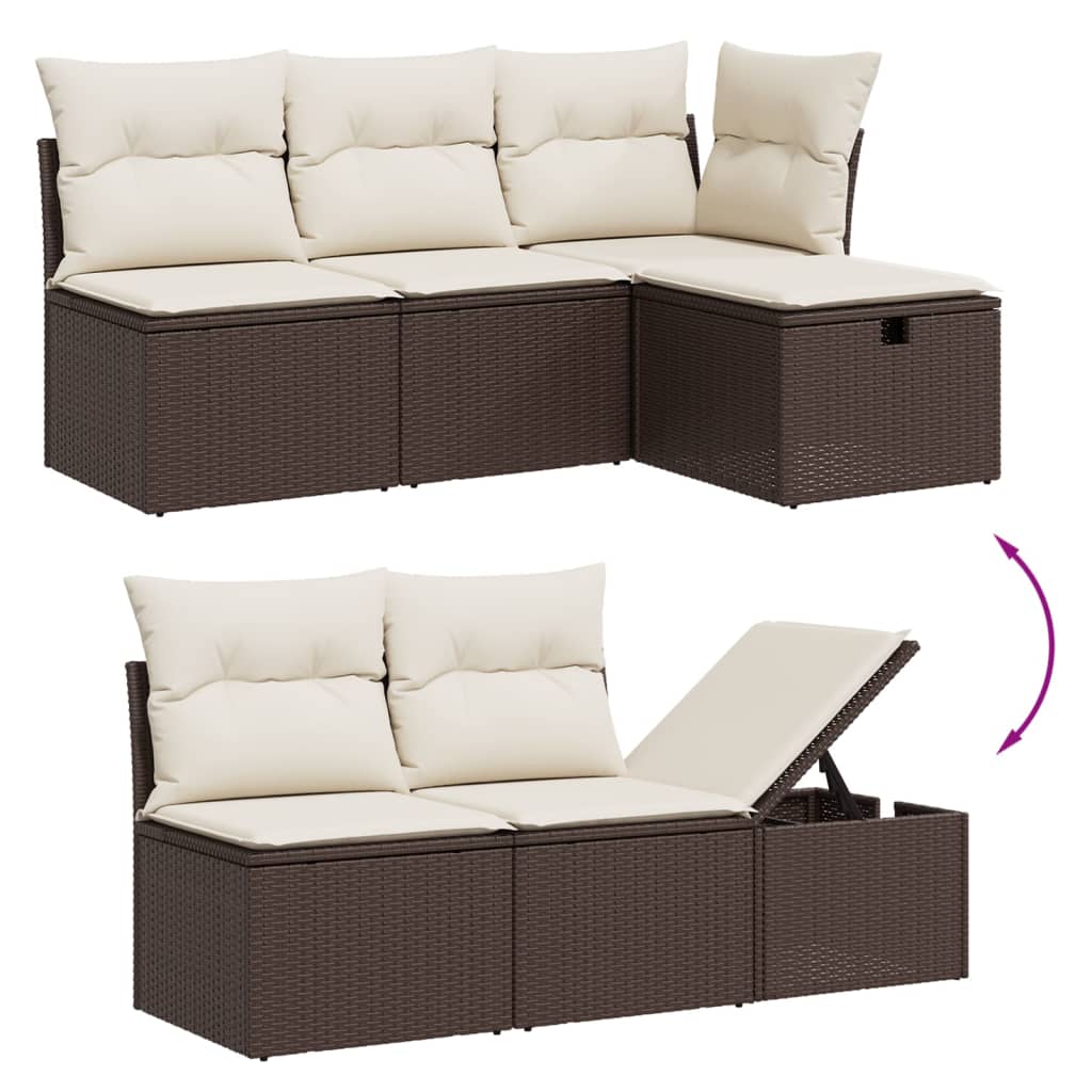 Set Divano da Giardino 6 pz con Cuscini Marrone in Polyrattan - homemem39