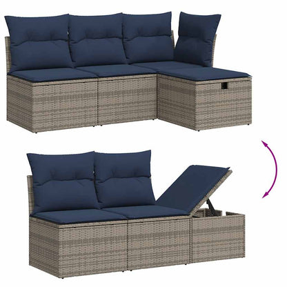 Set Divani da Giardino 7 pz con Cuscini Grigio in Polyrattan | homemem39