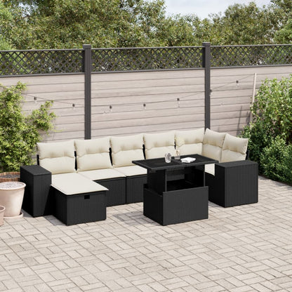 Set Divani da Giardino con Cuscini 8 pz Nero in Polyrattan - homemem39