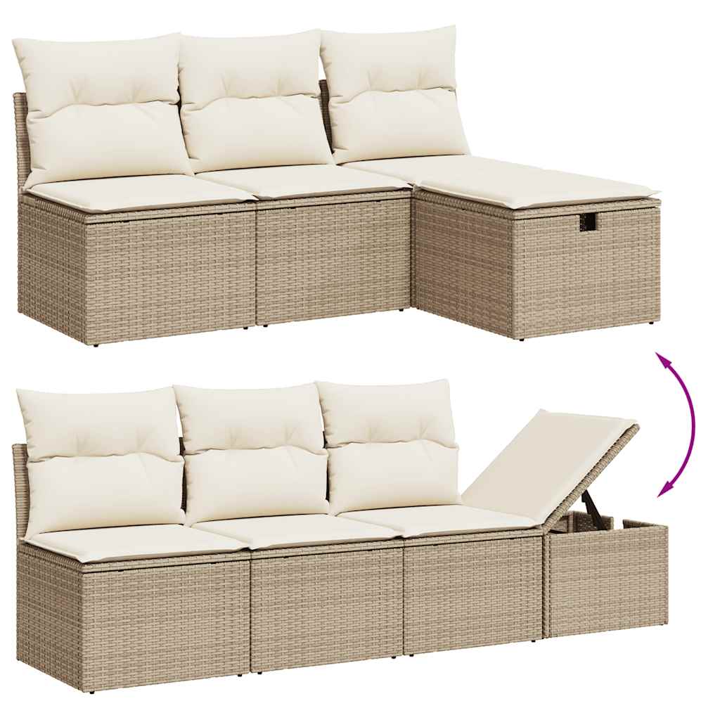 Set Divano da Giardino 8 pz con Cuscini Beige in Polyrattan - homemem39