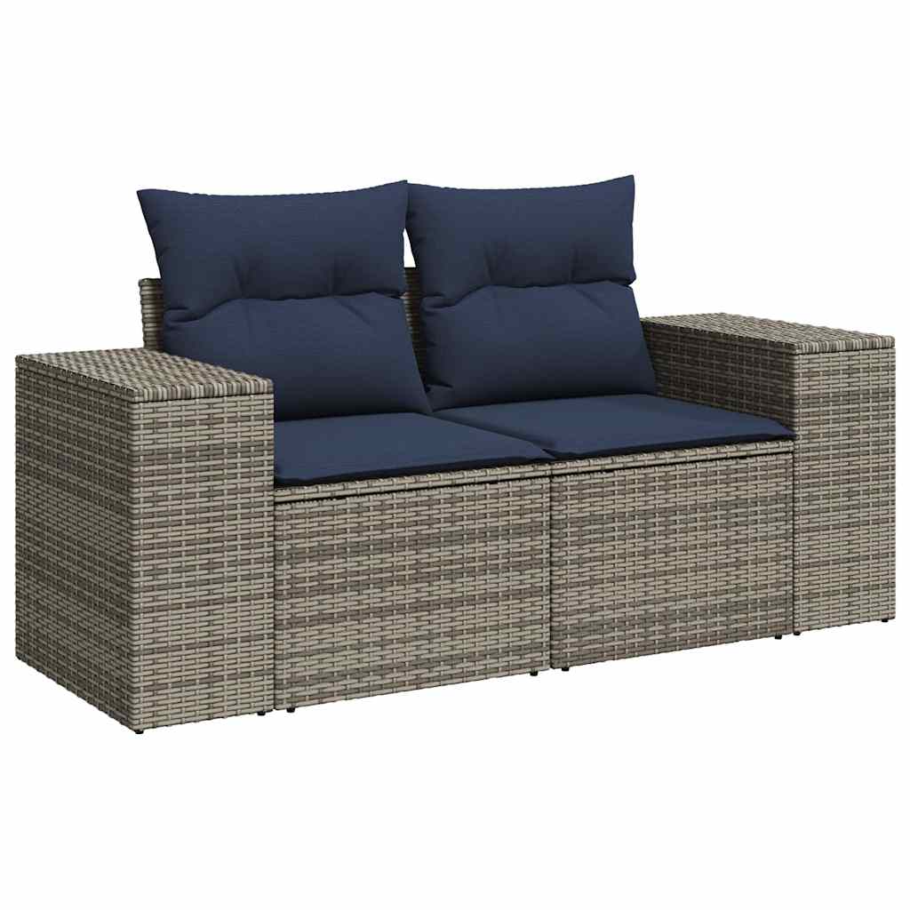 Set Divani da Giardino 8 pz con Cuscini Grigio in Polyrattan | homemem39