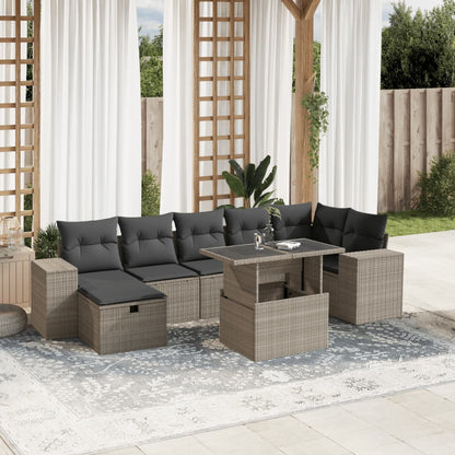 Set Divano da Giardino 8pz con Cuscini Grigio Chiaro Polyrattan - homemem39