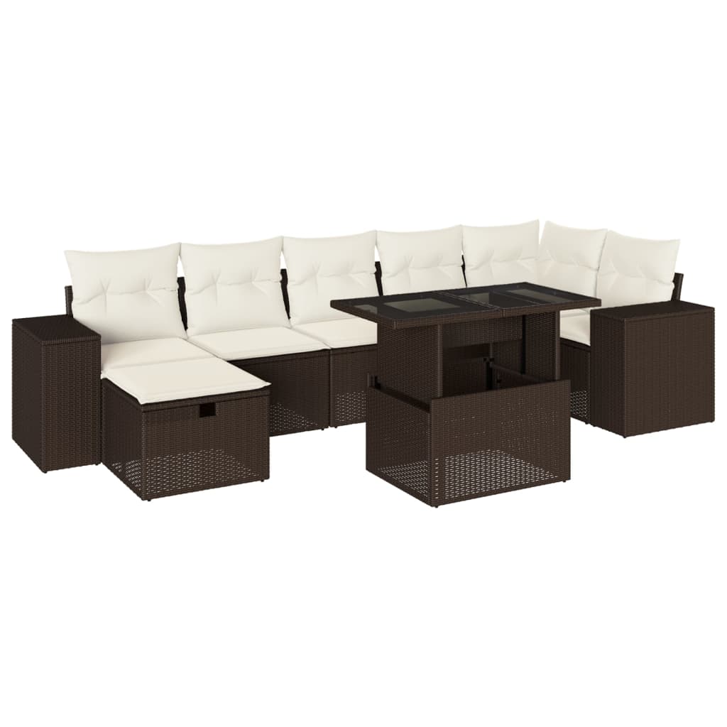 Set Divani da Giardino 8 pz con Cuscini Marrone in Polyrattan - homemem39