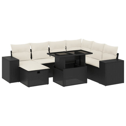 Set Divani da Giardino con Cuscini 8 pz Nero in Polyrattan - homemem39