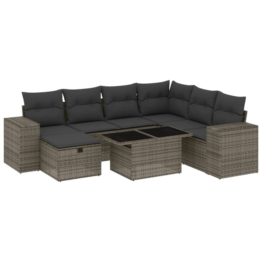 Set Divano da Giardino 8 pz con Cuscini Grigio in Polyrattan | homemem39
