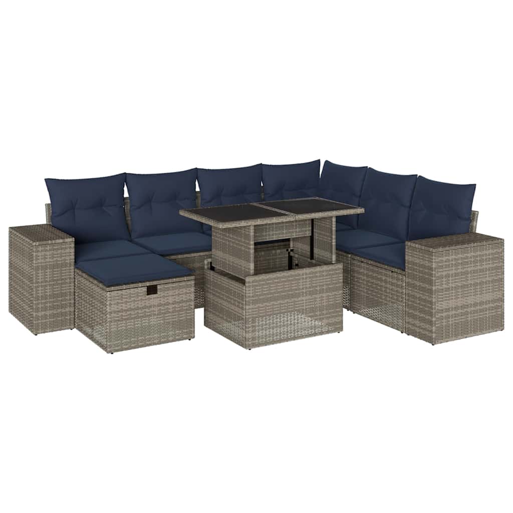 Set Divani da Giardino 8 pz con Cuscini Grigio in Polyrattan | homemem39