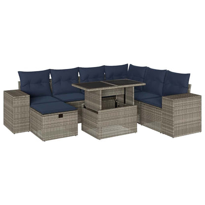 Set Divani da Giardino 8 pz con Cuscini Grigio in Polyrattan | homemem39