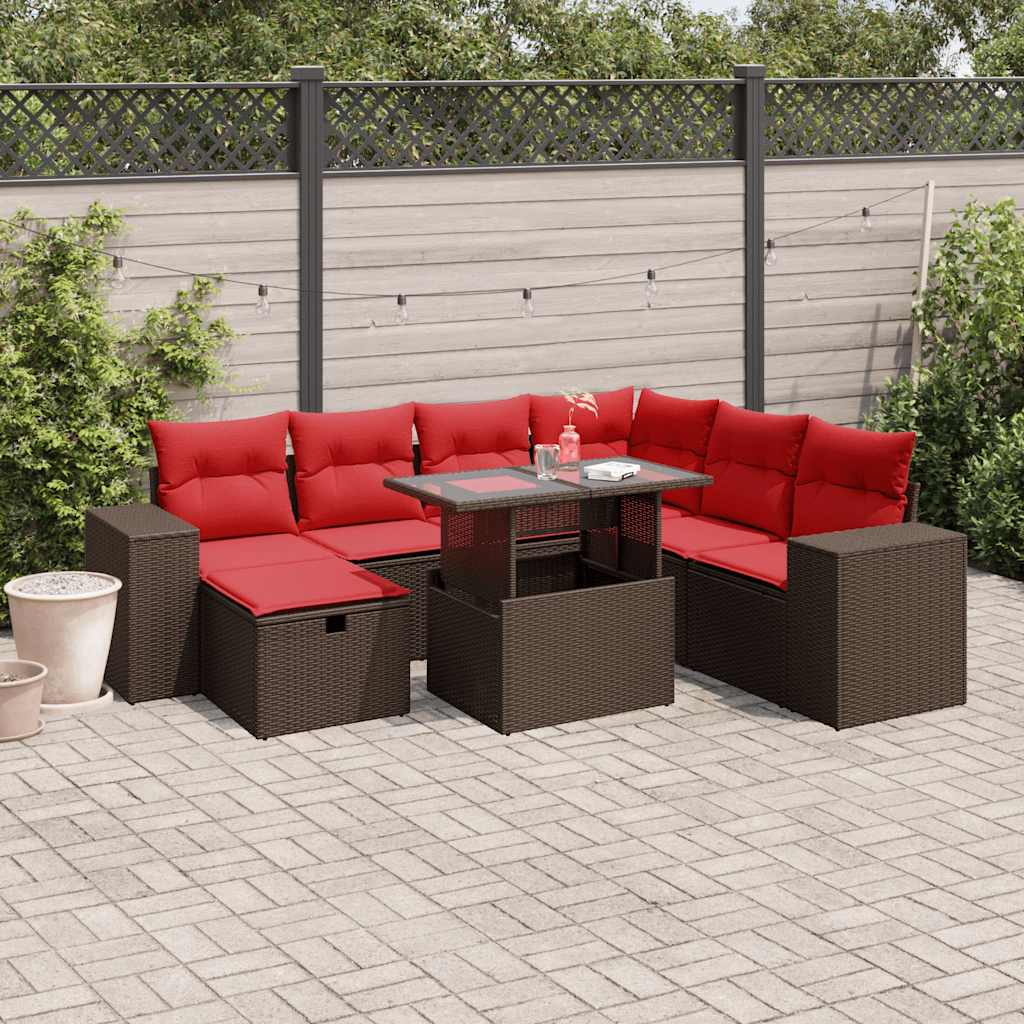 Set Divani da Giardino 8 pz con Cuscini in Polyrattan