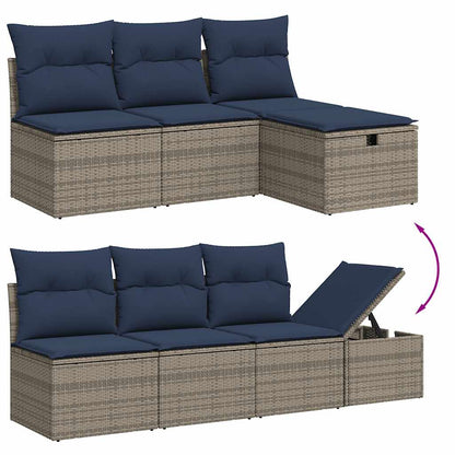 Set Divani da Giardino 9 pz con Cuscini Grigio in Polyrattan | homemem39