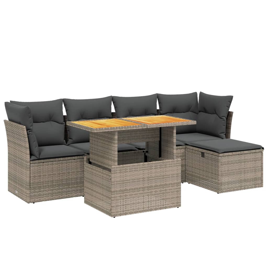 Set Divano da Giardino 6 pz con Cuscini Grigio in Polyrattan | homemem39