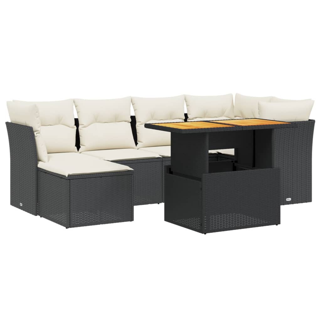 Set Divani da Giardino con Cuscini 7pz Nero Polyrattan - homemem39