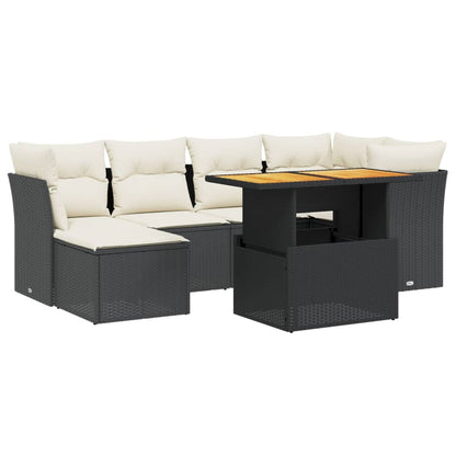 Set Divani da Giardino con Cuscini 7pz Nero Polyrattan - homemem39