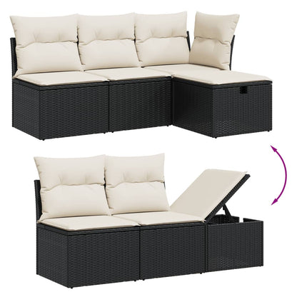 Set Divani da Giardino con Cuscini 8 pz Nero in Polyrattan - homemem39