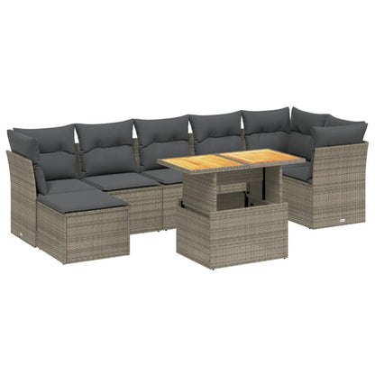 Set Divano da Giardino 8 pz con Cuscini Grigio in Polyrattan | homemem39