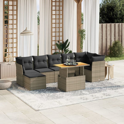 Set Divano da Giardino 8 pz con Cuscini Grigio in Polyrattan | homemem39