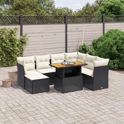 Set Divani da Giardino con Cuscini 8 pz Nero in Polyrattan - homemem39