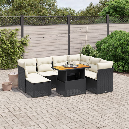 Set Divani da Giardino con Cuscini 8 pz Nero in Polyrattan - homemem39