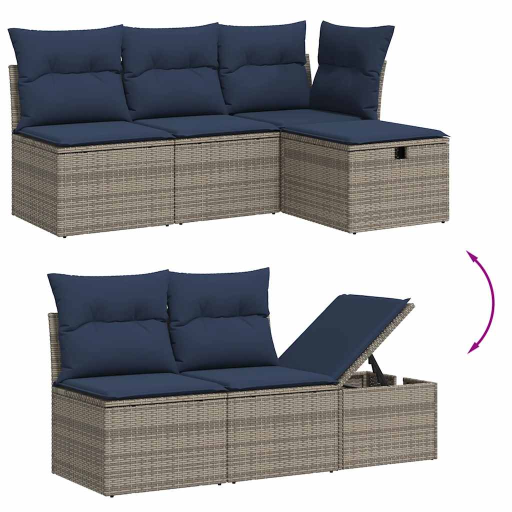 Set Divani da Giardino 9 pz con Cuscini Grigio in Polyrattan | homemem39