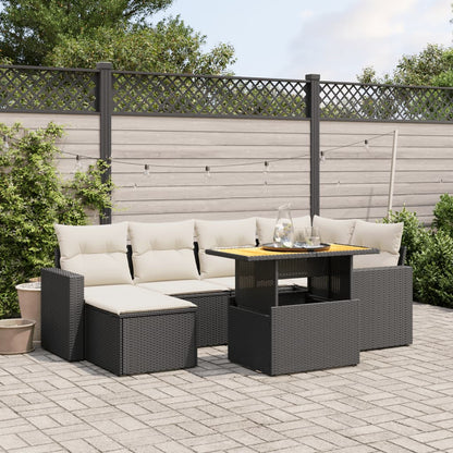 Set Divani da Giardino con Cuscini 7pz Nero Polyrattan - homemem39