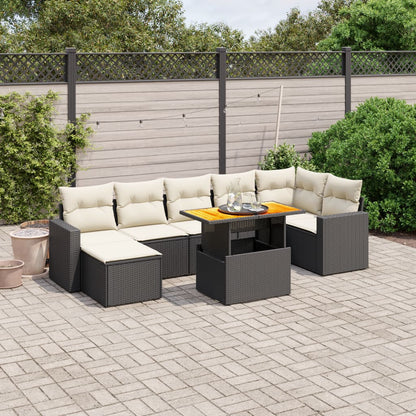 Set Divani da Giardino con Cuscini 8 pz Nero in Polyrattan - homemem39