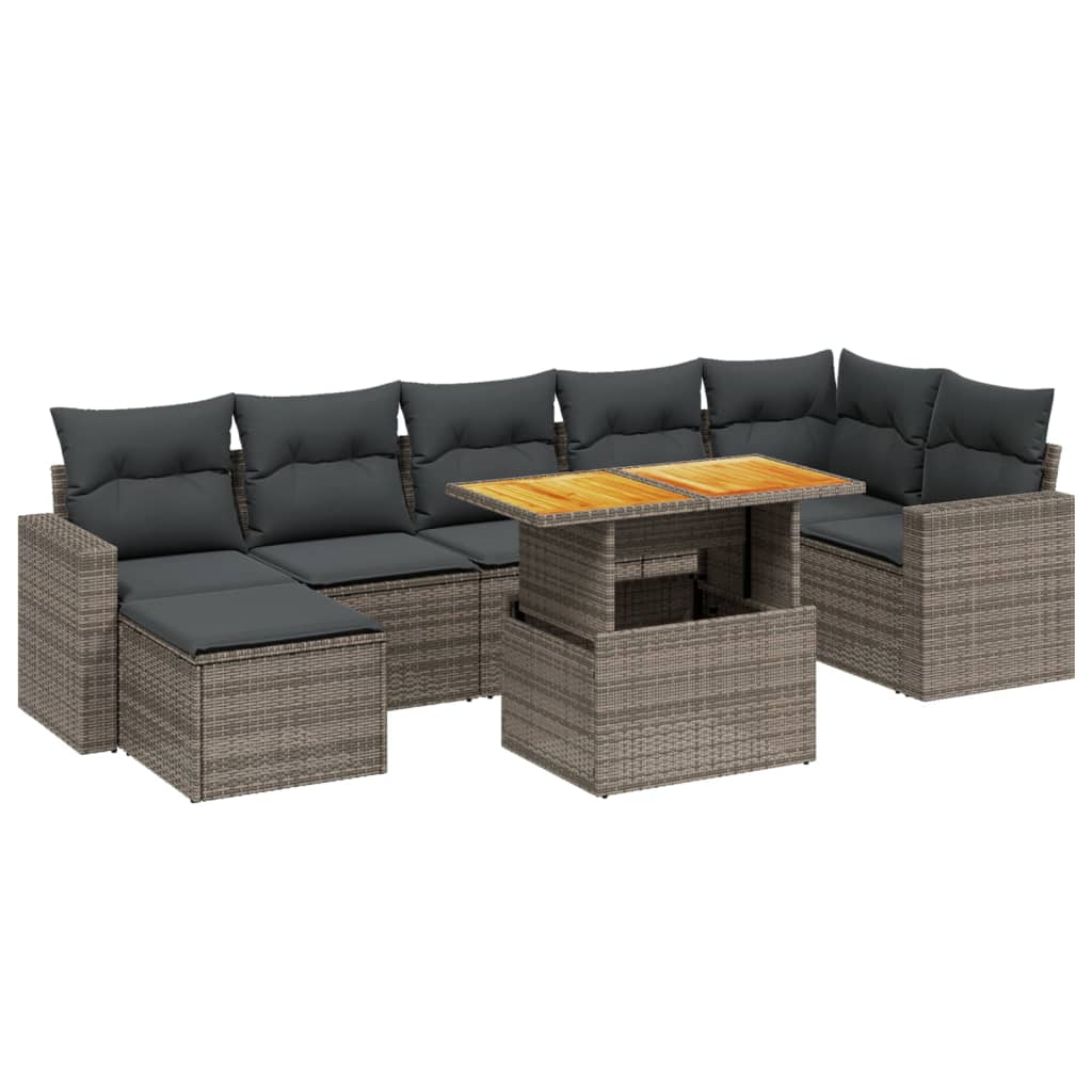 Set Divano da Giardino 8 pz con Cuscini Grigio in Polyrattan | homemem39