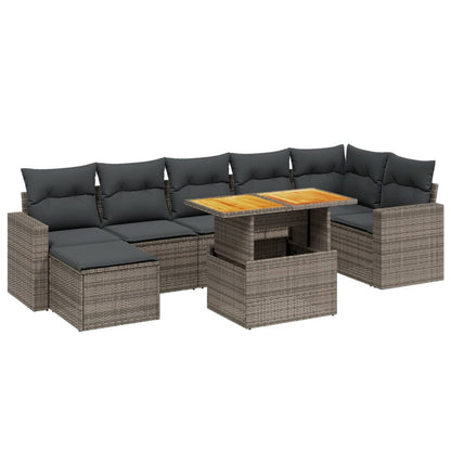 Set Divano da Giardino 8 pz con Cuscini Grigio in Polyrattan | homemem39