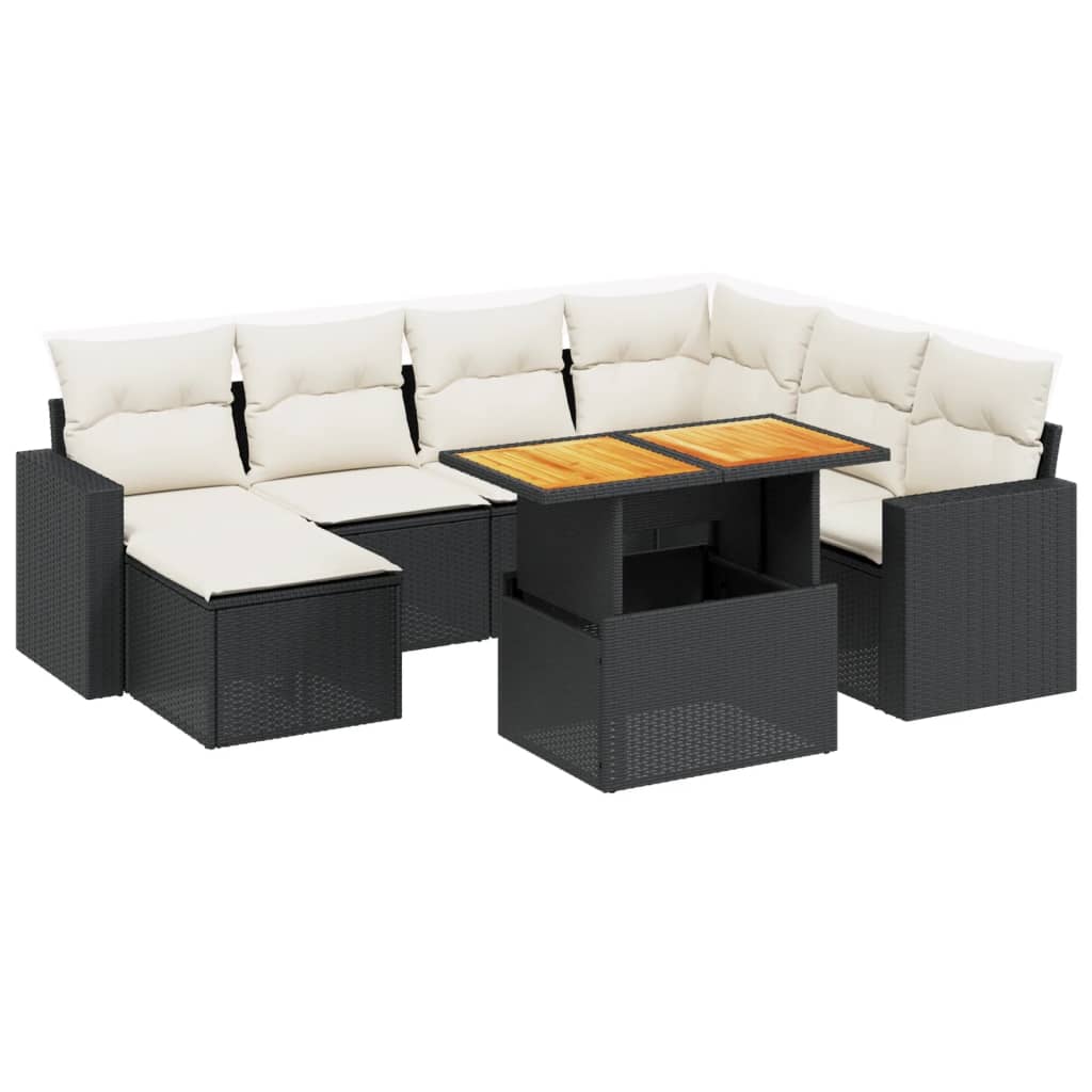 Set Divani da Giardino con Cuscini 8 pz Nero in Polyrattan - homemem39