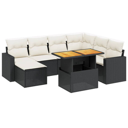 Set Divani da Giardino con Cuscini 8 pz Nero in Polyrattan - homemem39