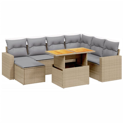 Set Divano da Giardino 8 pz con Cuscini Beige in Polyrattan - homemem39