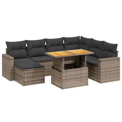 Set Divano da Giardino 8 pz con Cuscini Grigio in Polyrattan | homemem39