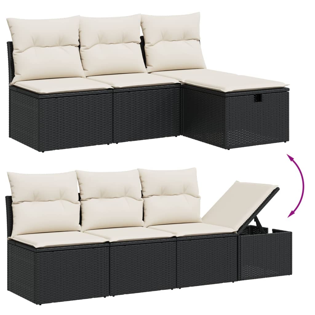Set Divani da Giardino 9 pz con Cuscini Nero in Polyrattan - homemem39
