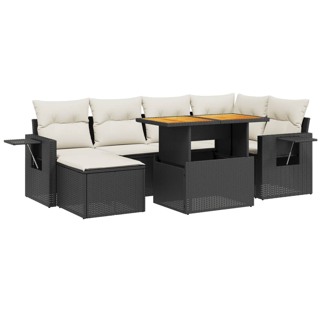 Set Divani da Giardino con Cuscini 7pz Nero Polyrattan - homemem39